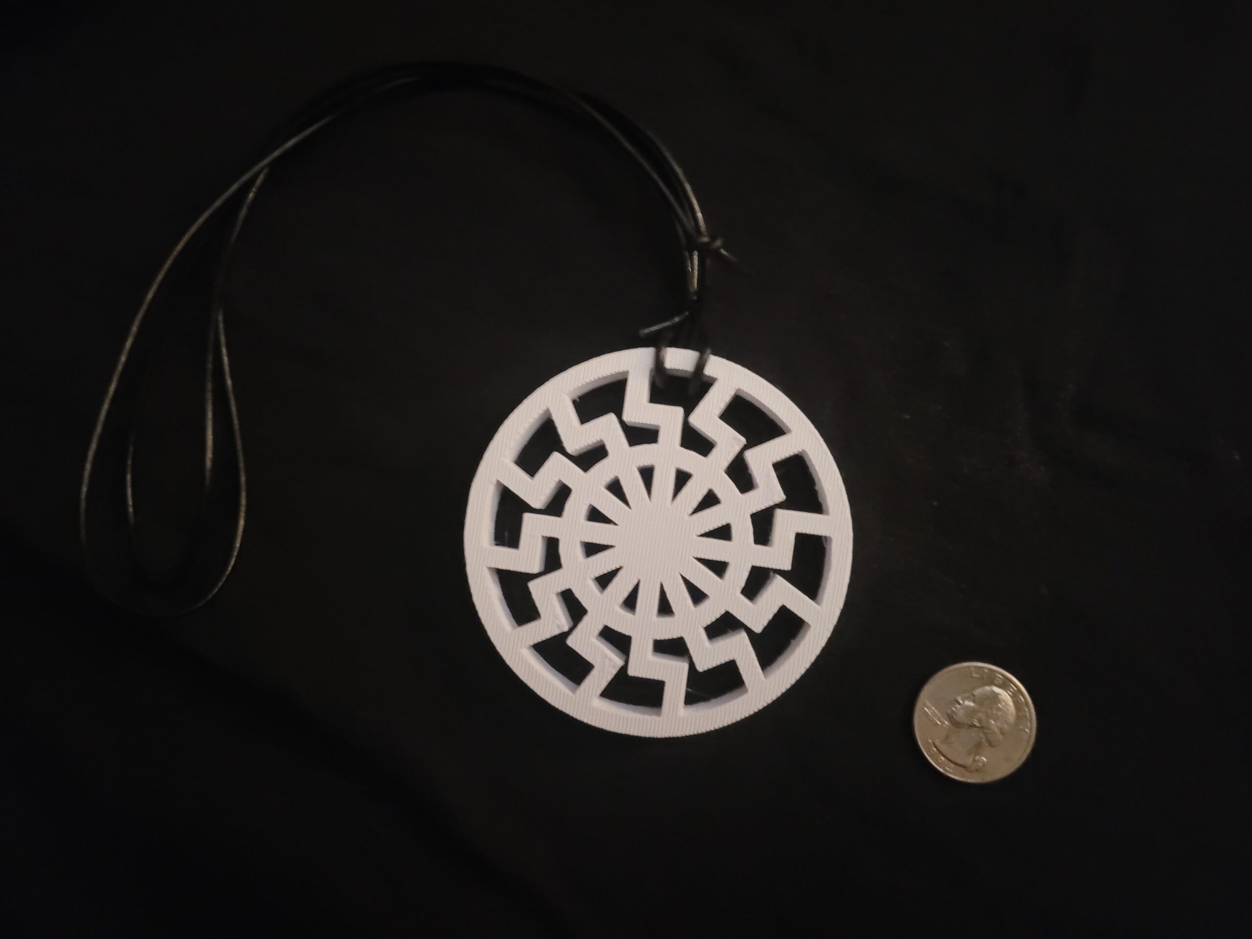 3D Printed 3″ Sonnenrad Necklace with Leather Cord